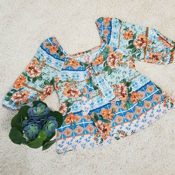 Top, Blouse. Aqua Coral Teal Multi, Floral Print. Cato Brand. Size 18/20W. NWT. - Picture 8 of 15